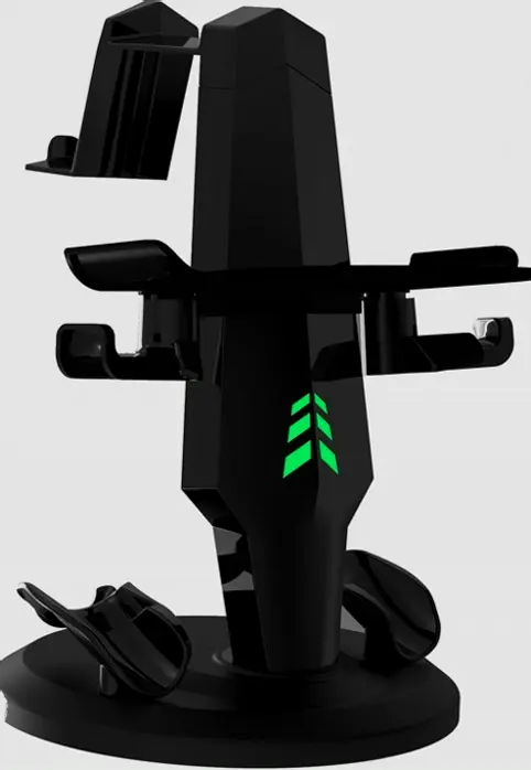 Virtual Reality Stand and Power Dock for Quest VR Headsets (Black)