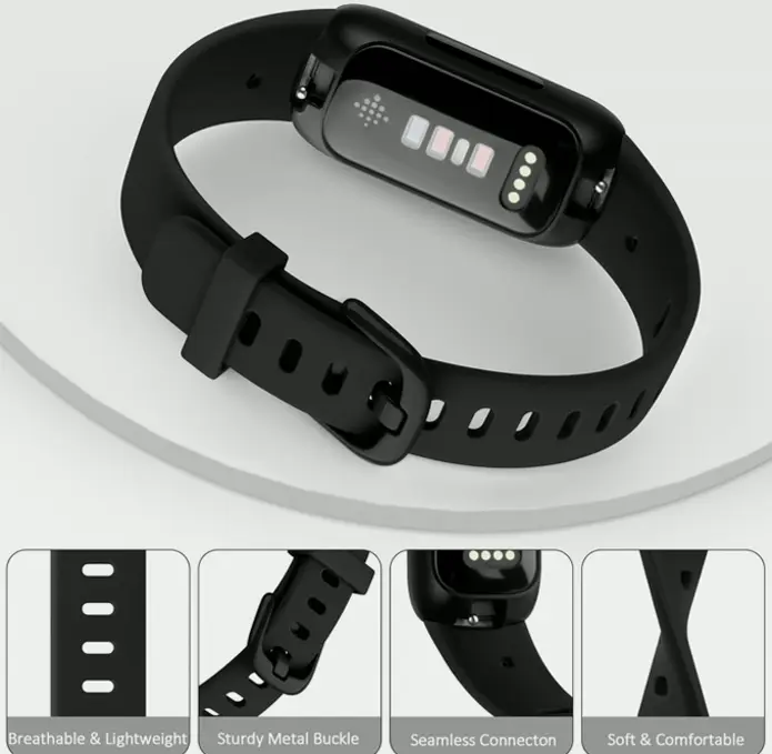 Substitute Bands compatible with Fitbit's Inspire 3, Smooth Silicone, Adjustable