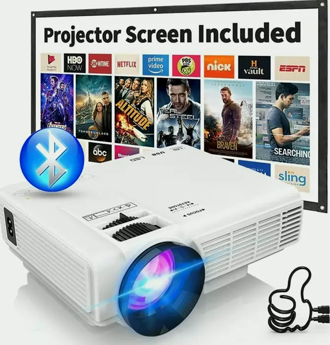Enhanced Compact Projector with Wireless Audio and Display Screen