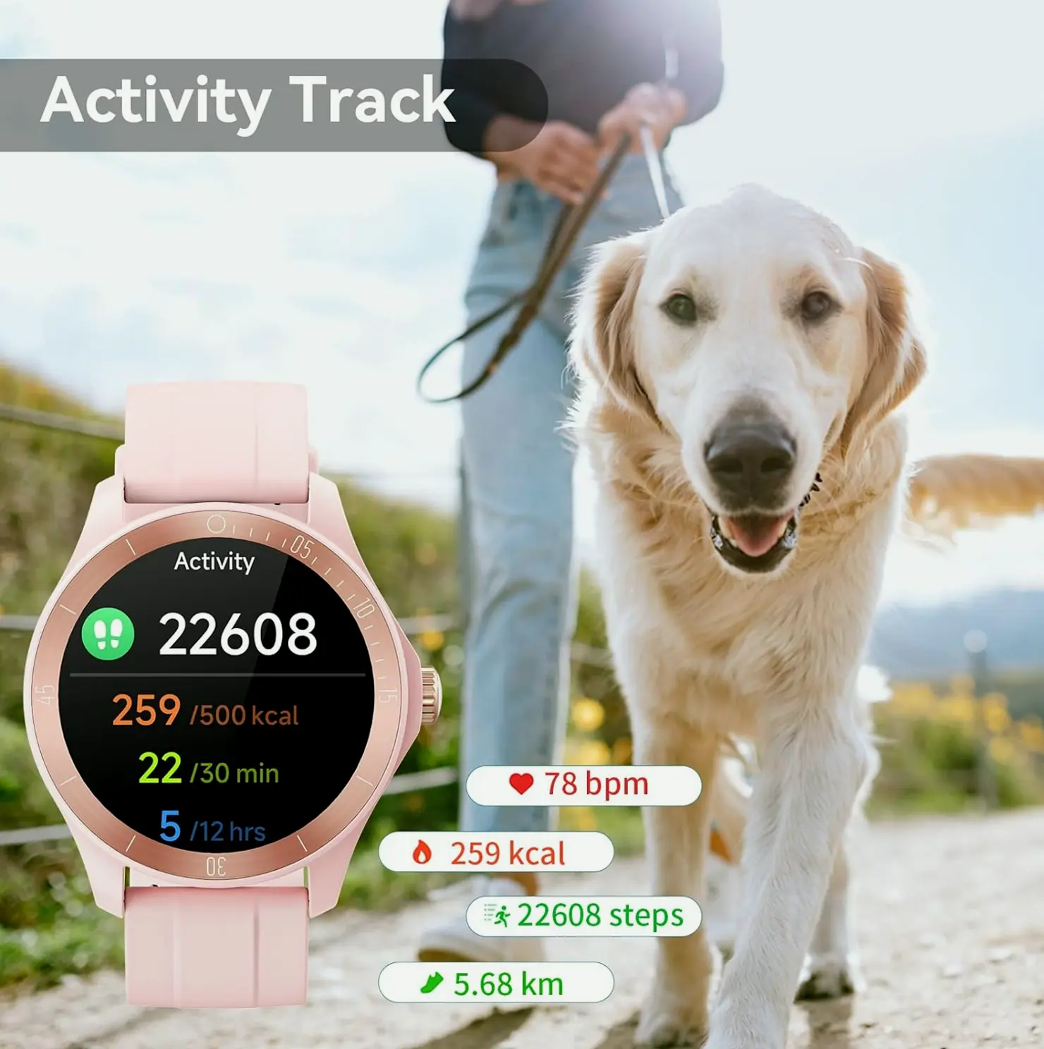 Smart Watch with Voice Assistant, Bluetooth Calling & Notifications