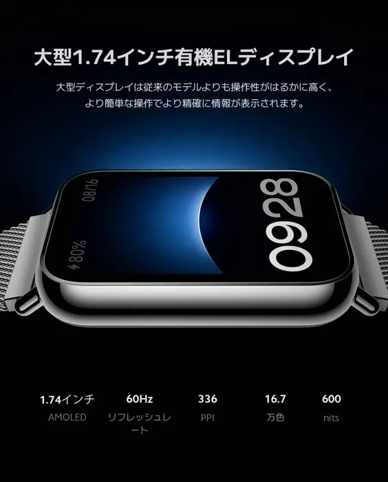 Mi Intelligent Bracelet Eight Professional Fitness Tracker, 1.74" AMOLED Screen