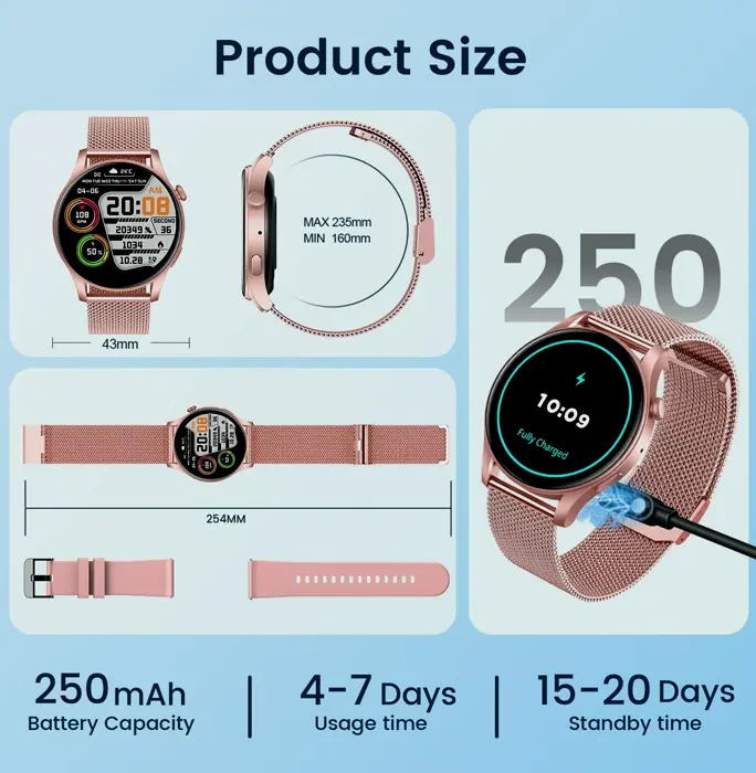 Women's Smartwatch with AMOLED Touchscreen