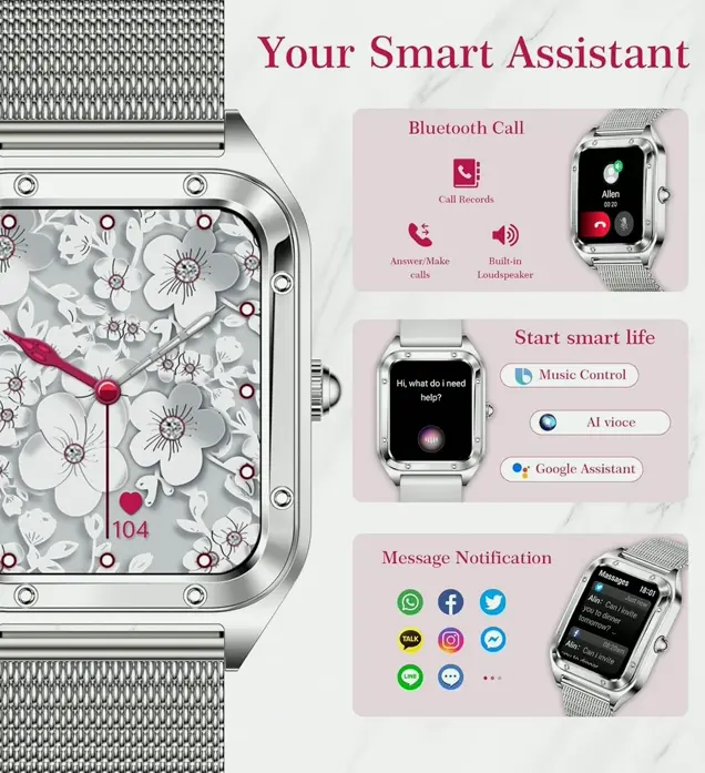 Smartwatch with Calling, 1.6-inch Touchscreen for Women