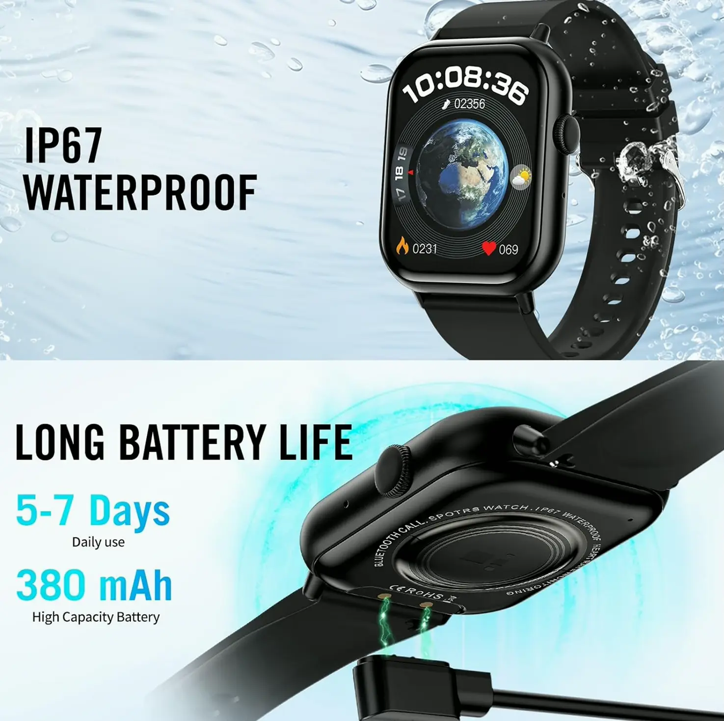 Intelligent Watch featuring 2.01" Full Screen for Google & iOS, Heart Rate Monitor