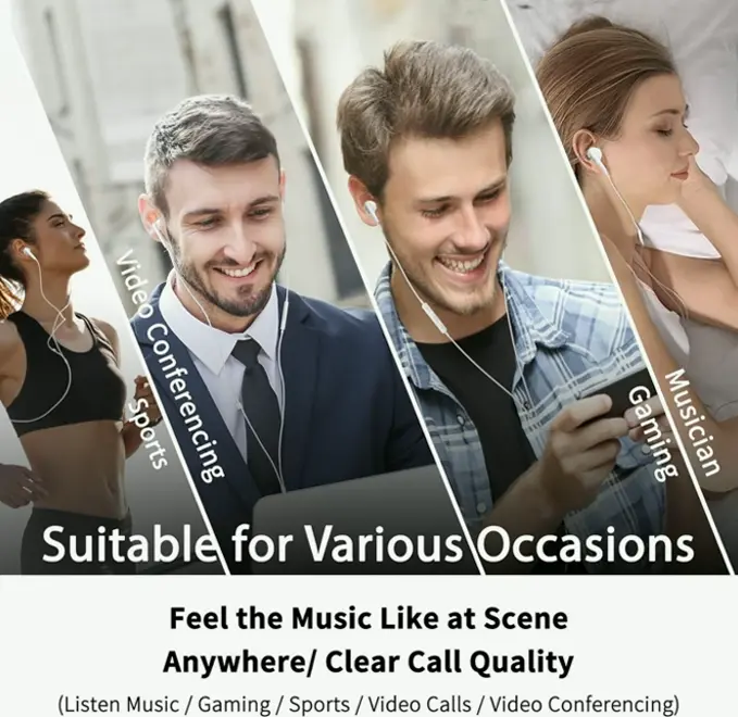 Wired Earbuds with Mic for HiFi Audio