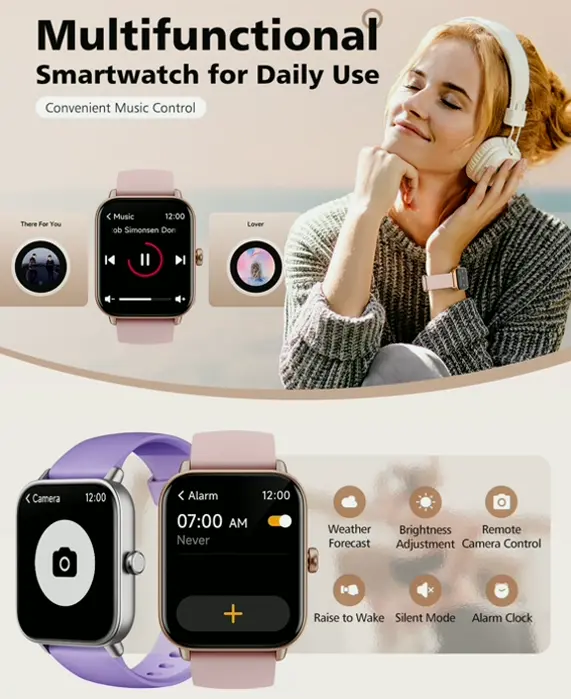 Ladies Smart Watch, Fitness Monitor, Wireless Call & Text, 1.8" Display, Waterproof