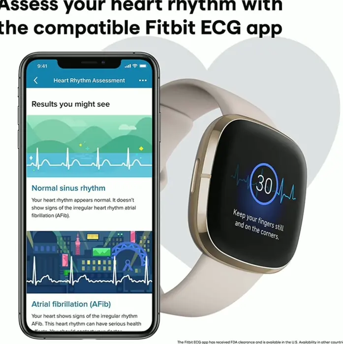Fitbit Smartwatch with GPS, ECG, SpO2 & Sensors (White)