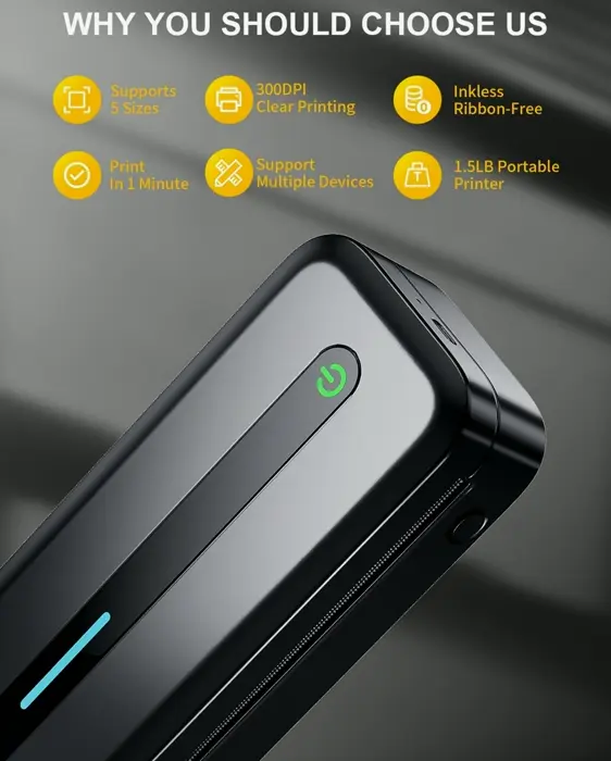 COLORWING M832 Portable Inkless Printer, Wireless, 300DPI