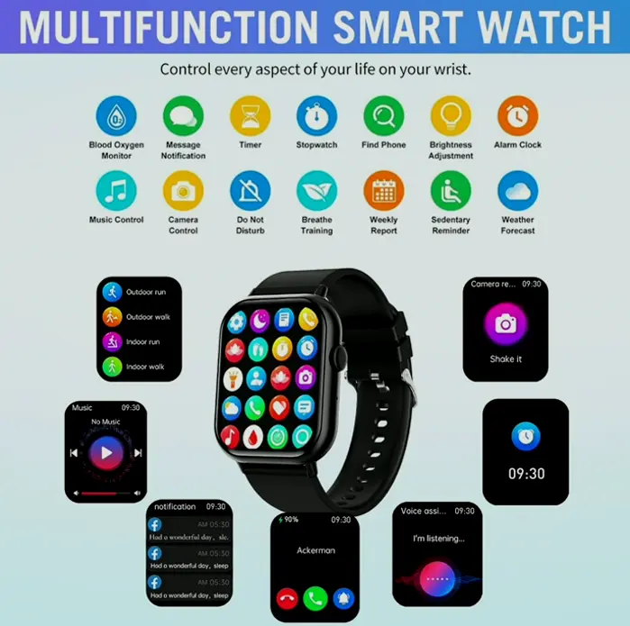 Intelligent Watch featuring 2.01" Full Screen for Google & iOS, Heart Rate Monitor
