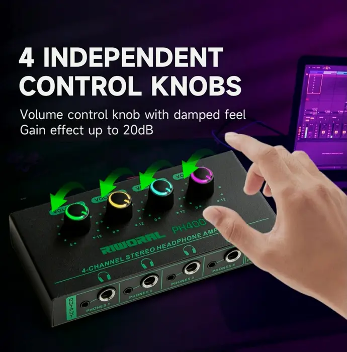 4-Channel Headphone Amplifier featuring TRS Input