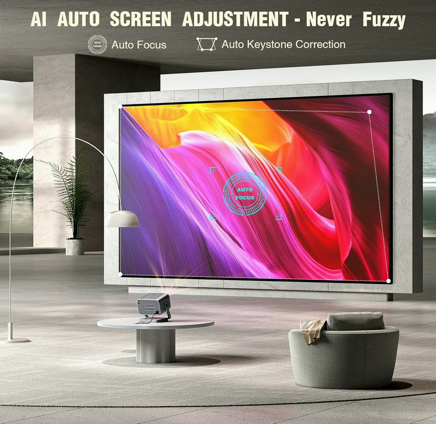 Ultra HD Projector with Wireless & Bluetooth, Auto Keystone & 3D Sound