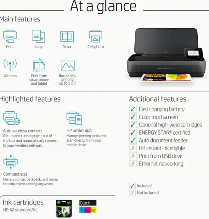 HP OfficeJet 250 All-in-One Mobile Printing Device