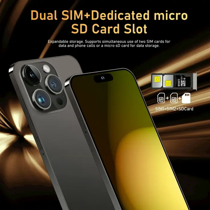 Unlocked I14 Pro Smartphone with 6800mAh Battery (Black C)