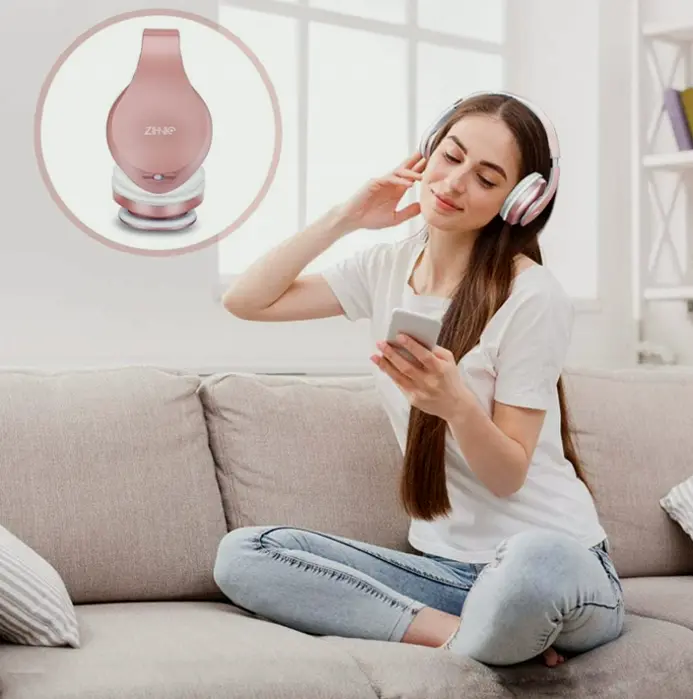 Bluetooth Headset Over-Ear, Collapsible Audio Pink