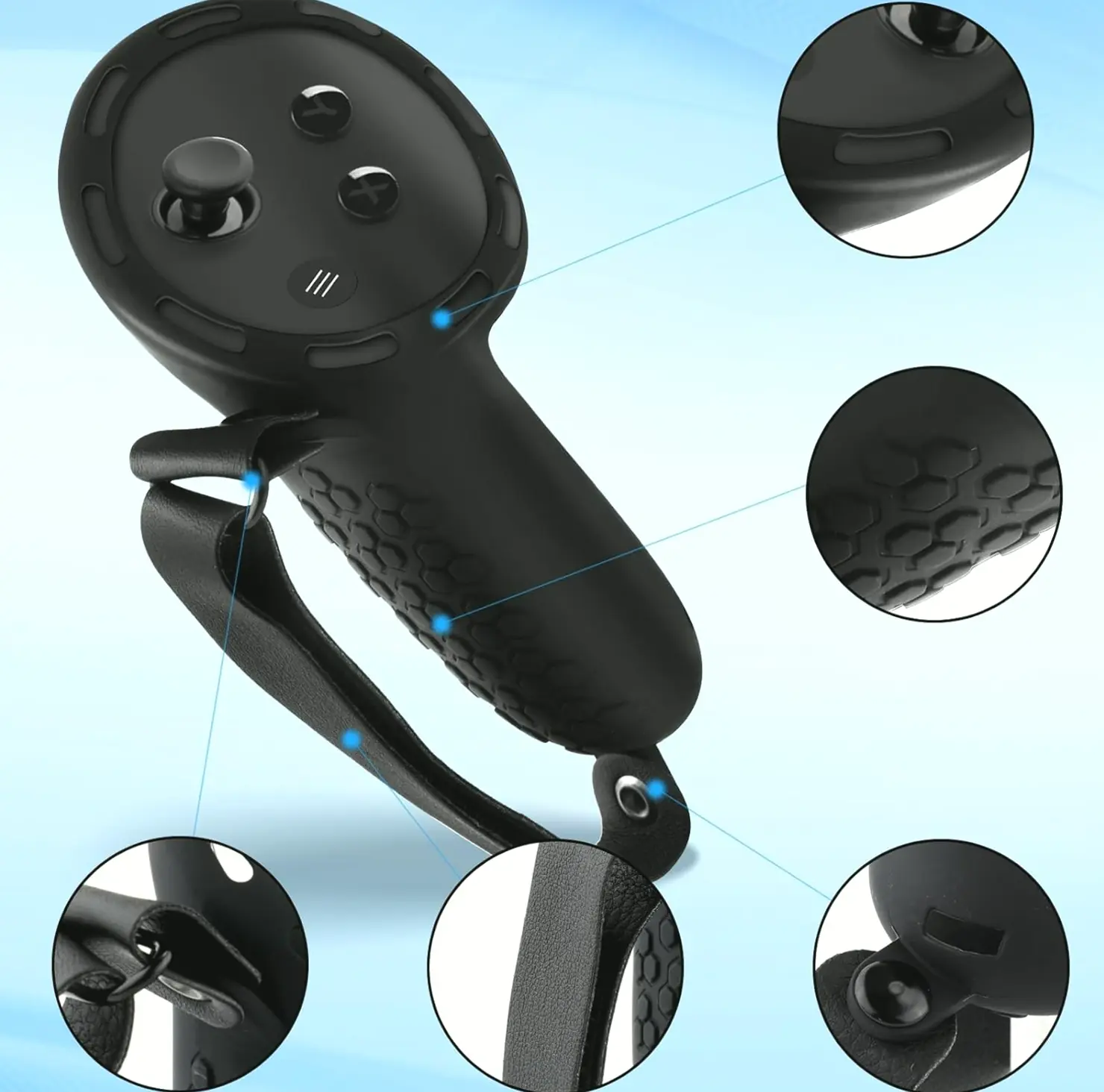Virtual Reality Gamepad Grips for Meta Quest 3 - Modifiable Elastic Sleeves