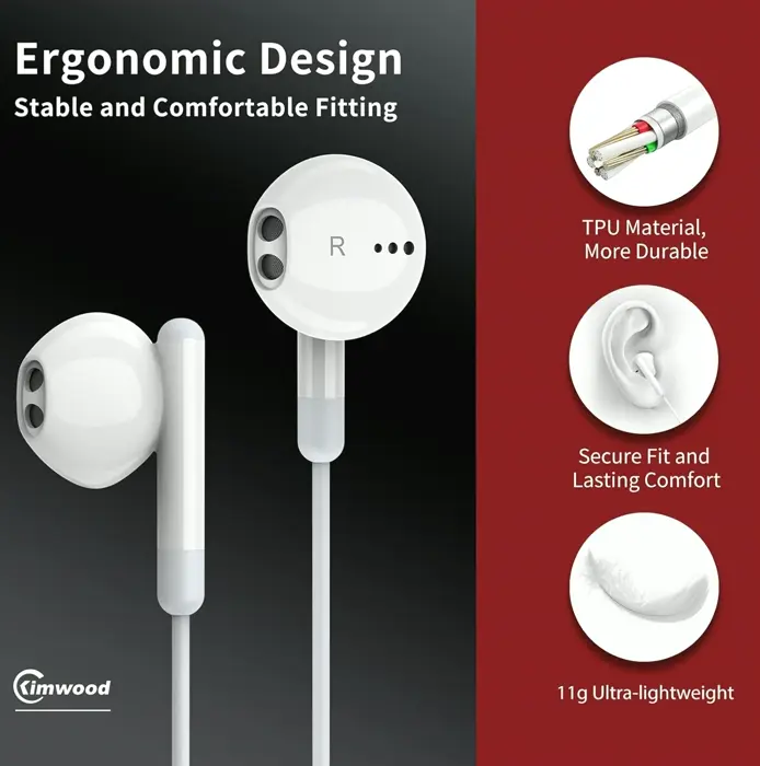 Wired Earbuds with Mic for HiFi Audio