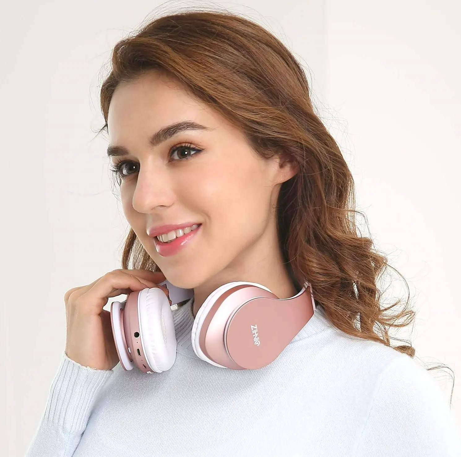Bluetooth Headset Over-Ear, Collapsible Audio Pink