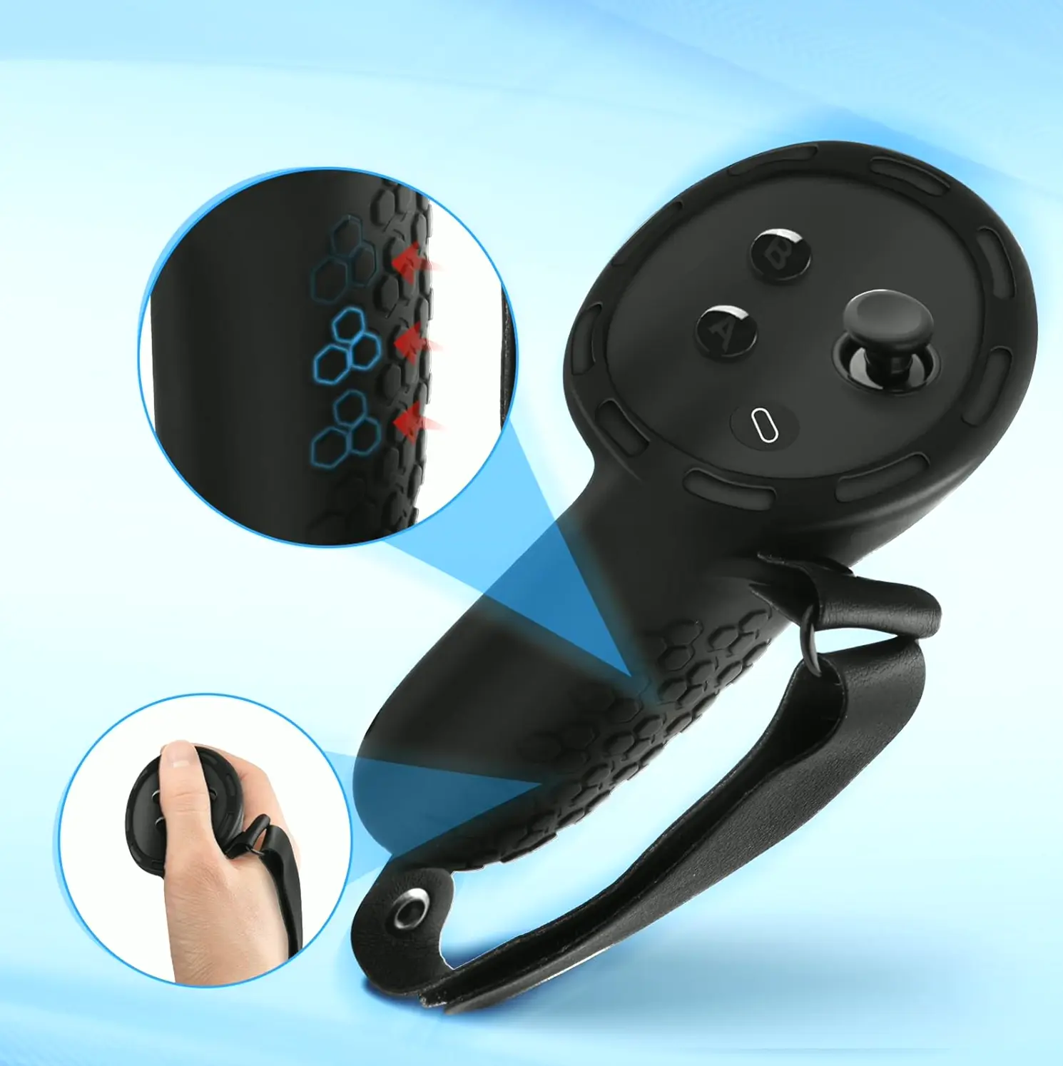Virtual Reality Gamepad Grips for Meta Quest 3 - Modifiable Elastic Sleeves