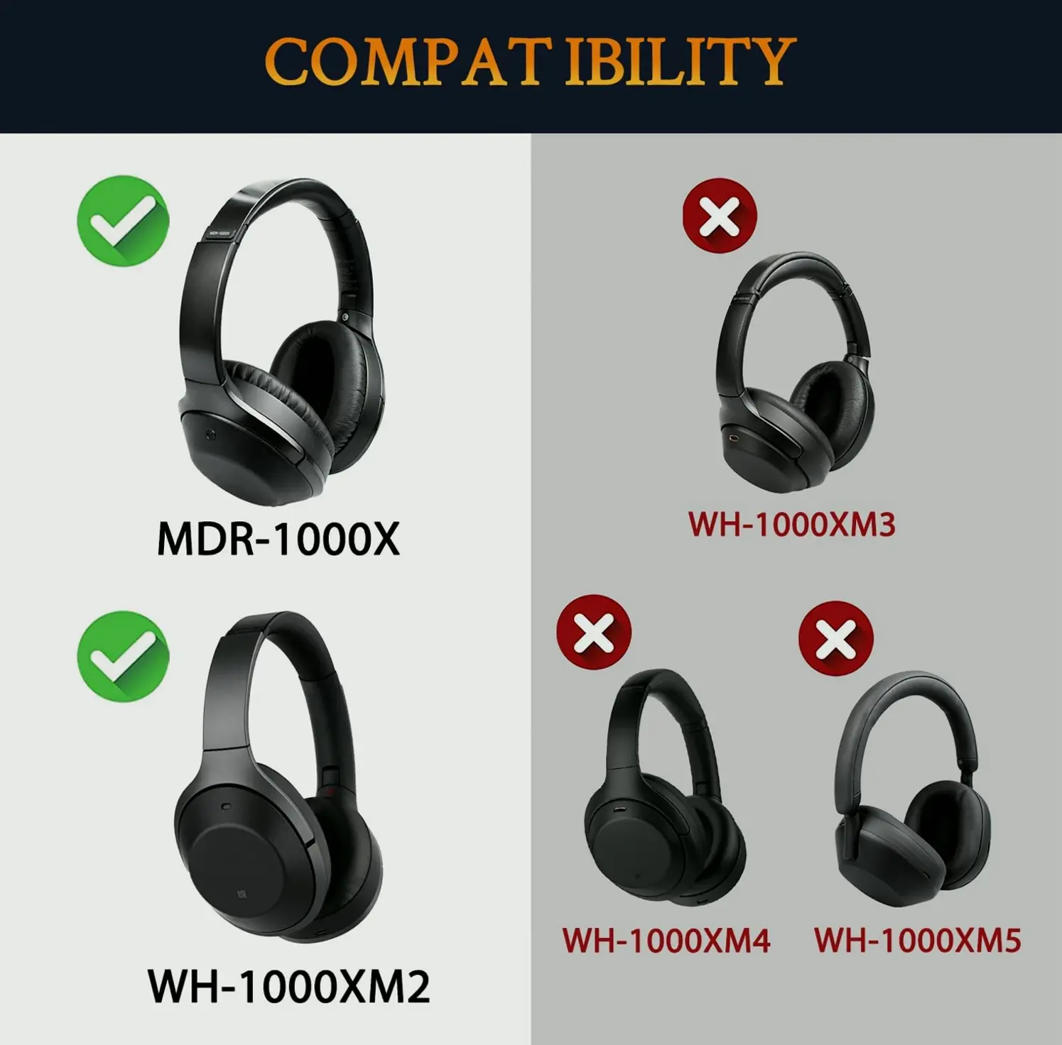 Replacement Cushions for Sony WH-1000XM2 & MDR-1000X