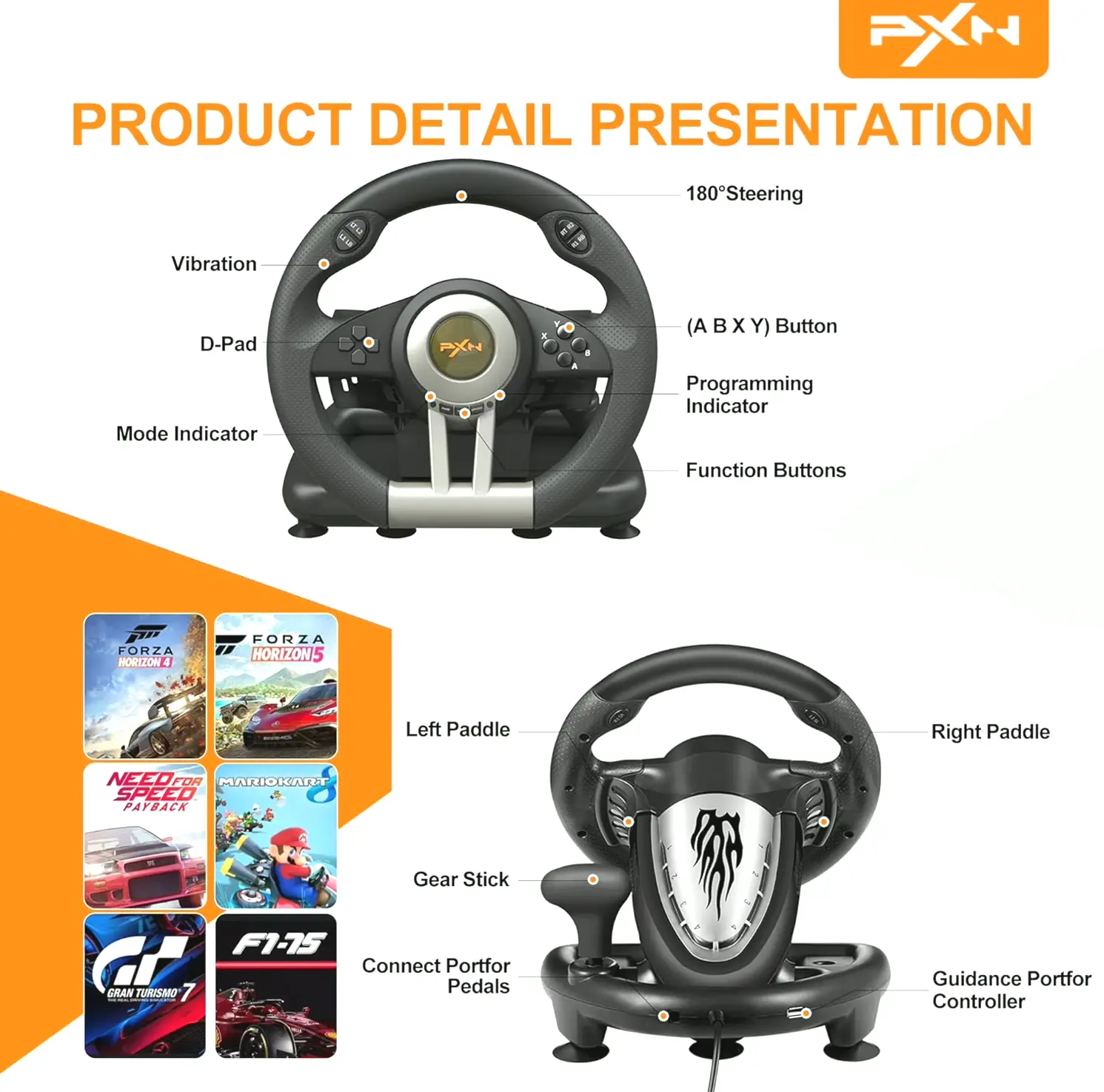 PXN Steering Wheel for PC and Console