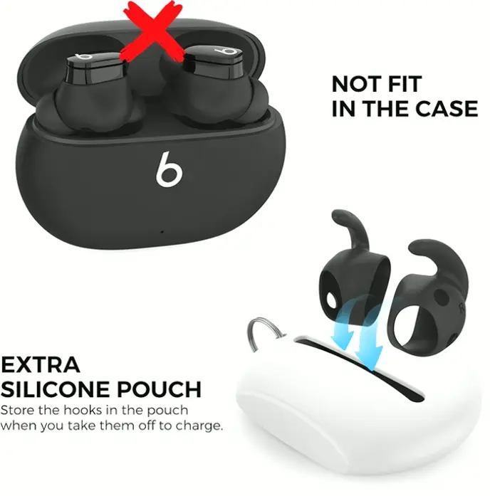 Earbud Covers for Beats Buds - Silicone Covers (Black)