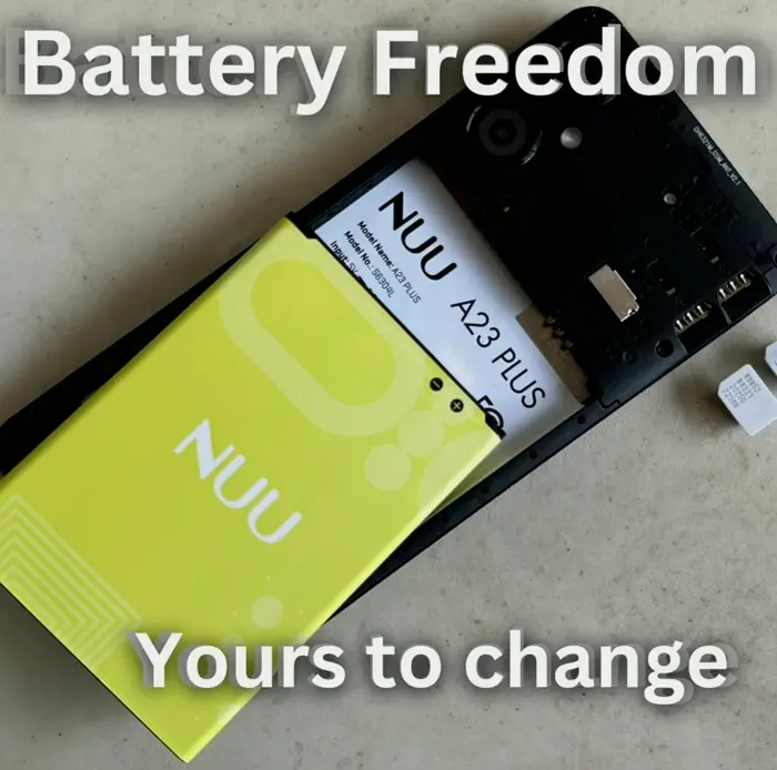 NUU A23 Plus Basic Cell Phone Dual SIM, Black, 365-Day Warranty