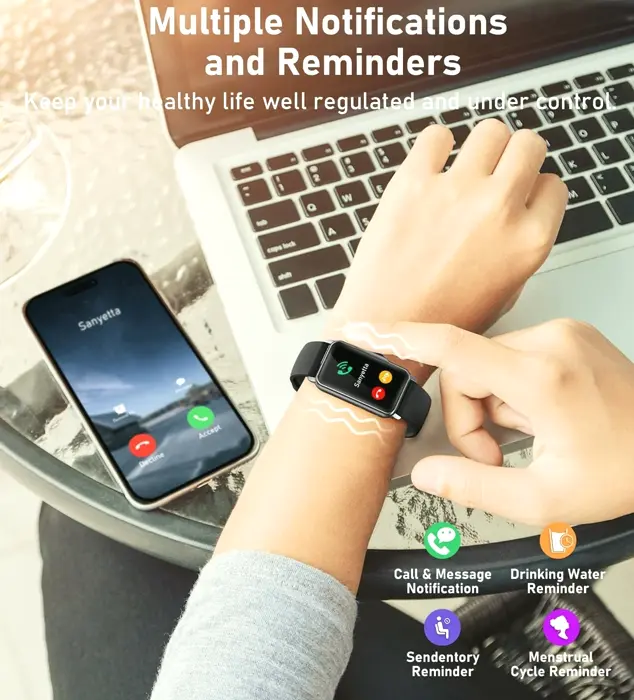 Smartwatch Fitness Tracker with Heart Rate Sensor