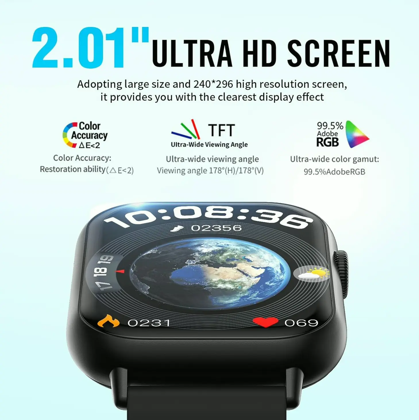 Intelligent Watch featuring 2.01" Full Screen for Google & iOS, Heart Rate Monitor