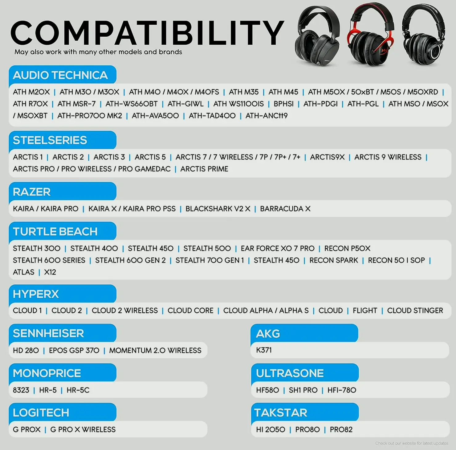 Velour Replacement Ear Pads for Multiple Headphones