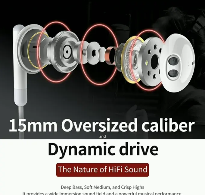 Wired Earbuds with Mic for HiFi Audio