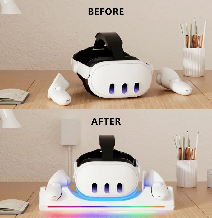 Eslick Charging Station for Meta Quest 3 Accessories, 30W Fast Adapter