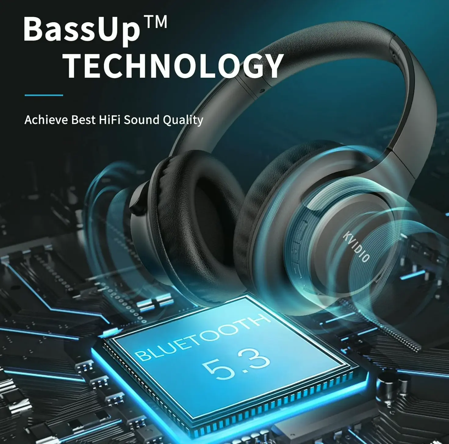 Upgraded Wireless Headphones, Long Battery Life