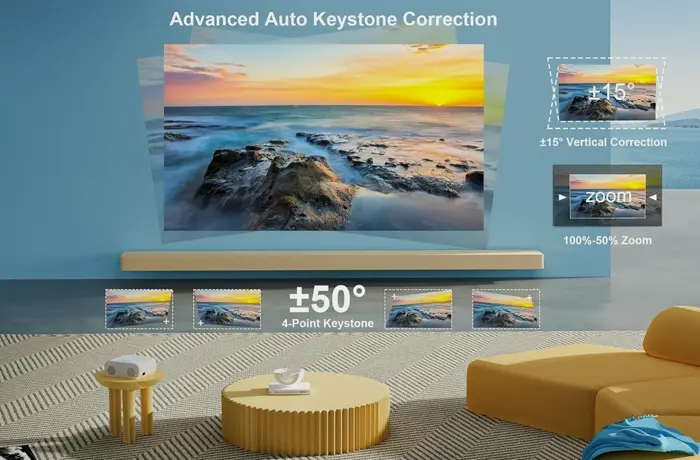 Portable Outdoor 4K Projector w/ WiFi 6 - 1080P 850 ANSI