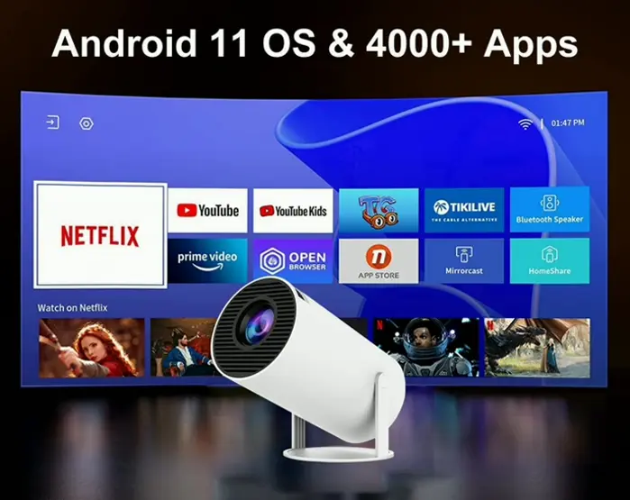 Intelligent Mini Projector with Android TV, HD Compatible