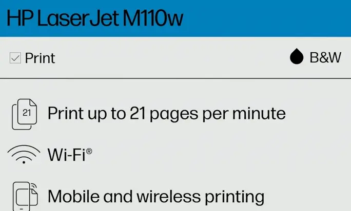 Hewlett-Packard Laser Printer M110w Wireless Printer, Quick Speed