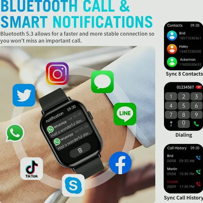 Intelligent Watch featuring 2.01" Full Screen for Google & iOS, Heart Rate Monitor