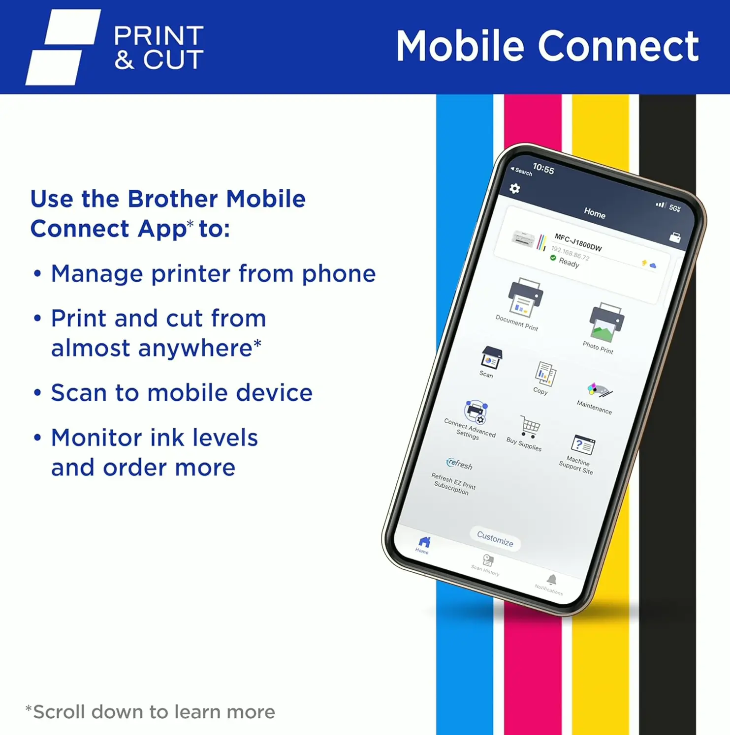 Sibling Color All-in-One Inkjet Printer | Wi-Fi Printing and Auto Paper Cutter