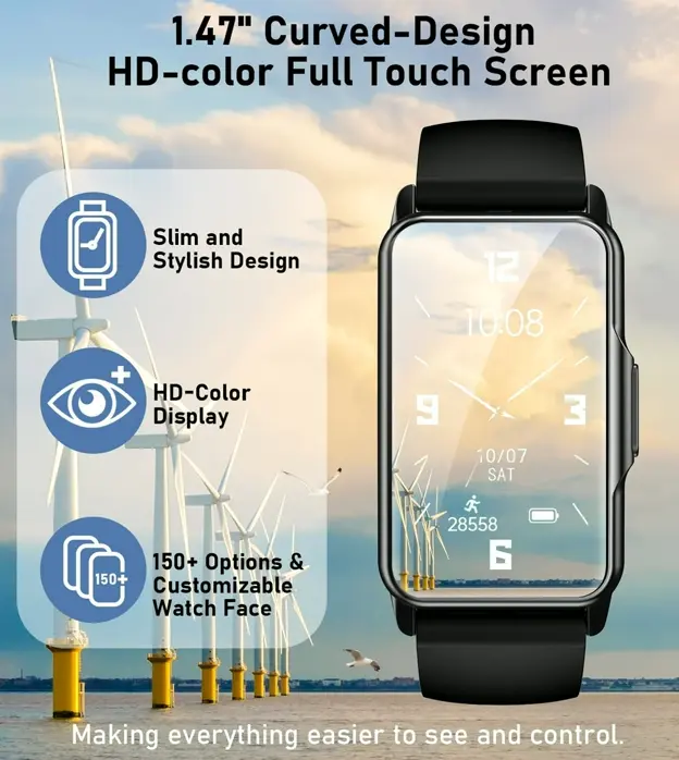 Smartwatch Fitness Tracker with Heart Rate Sensor